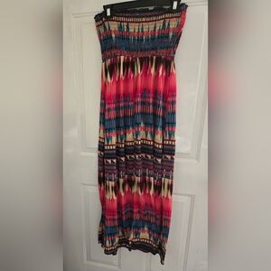No boundaries Womens Strapless Colorful Maxi Summer Dress
